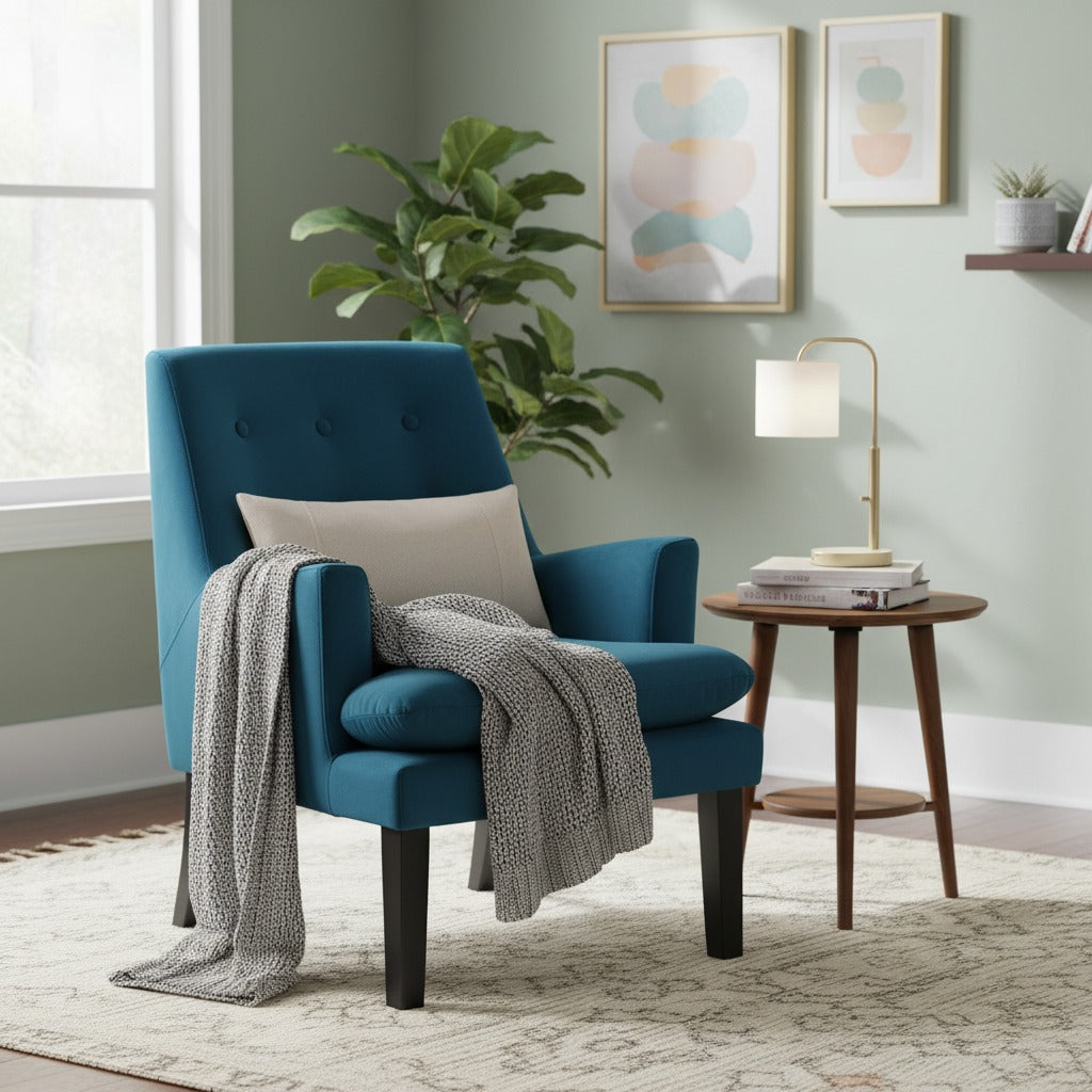 Mila Velvet Arm Chair - Blue