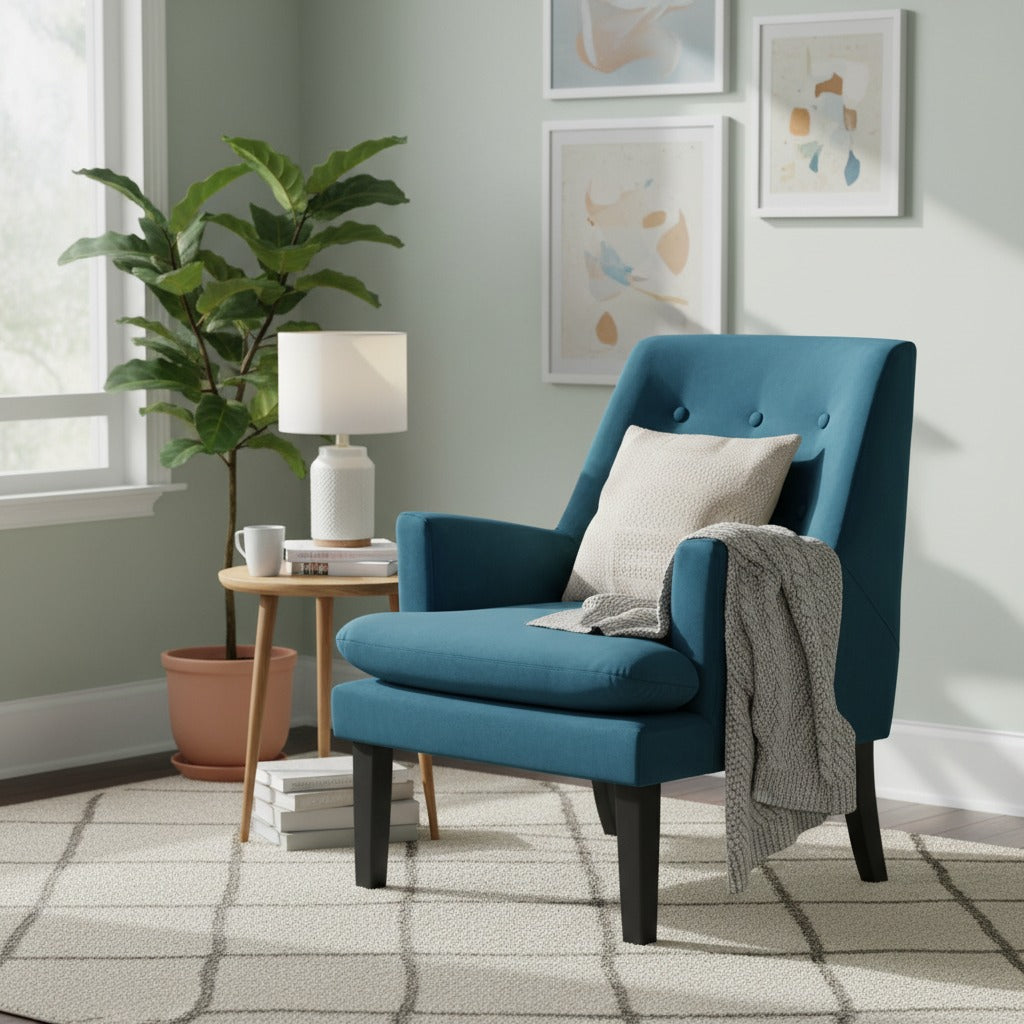 Mila Velvet Arm Chair - Blue