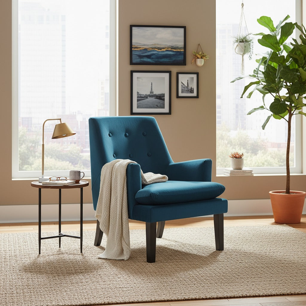 Mila Velvet Arm Chair - Blue