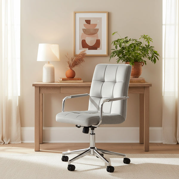 Eliezer Velvet Office Chair - Light Grey