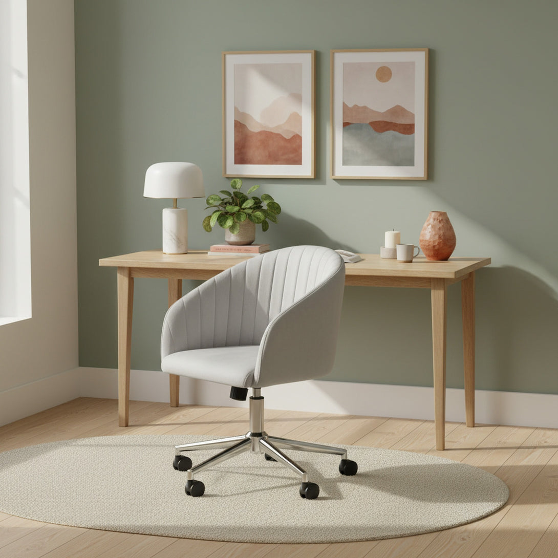 Morgan Velvet Office Chair - Light Grey