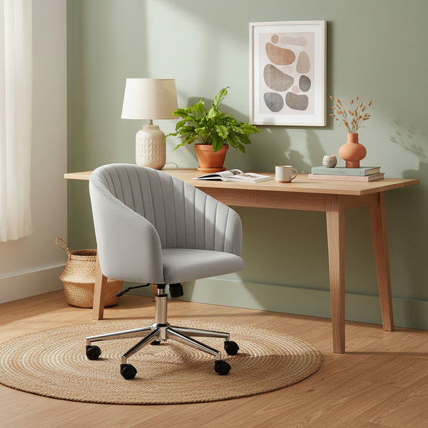 Morgan Velvet Office Chair - Light Grey