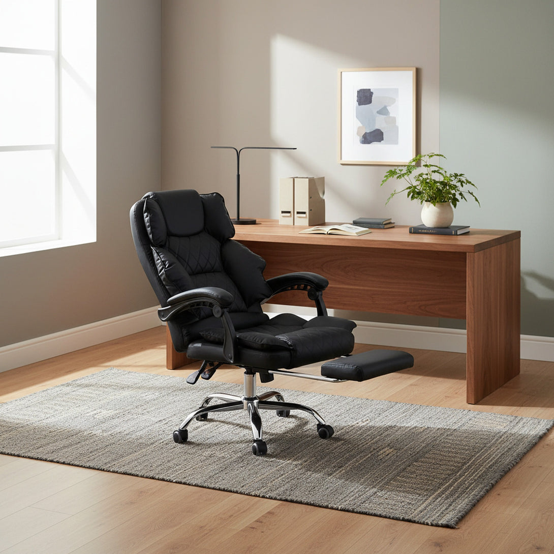 Collin Office Chair with Footrest - Black