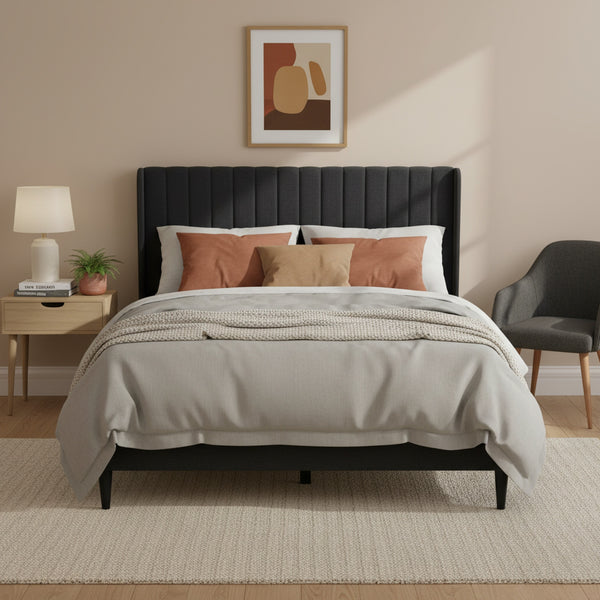 Simien Double Fabric Bed Frame - Mid Grey