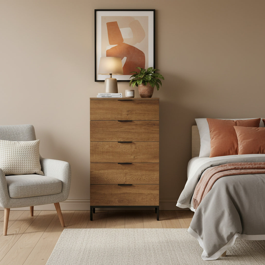 Ocala Tallboy 5 Drawer Chest Dresser - Walnut