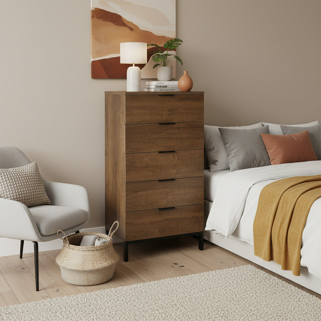 Ocala Tallboy 5 Drawer Chest Dresser - Walnut