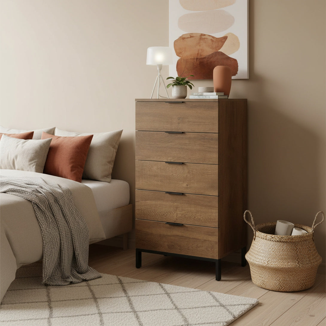 Ocala Tallboy 5 Drawer Chest Dresser - Walnut