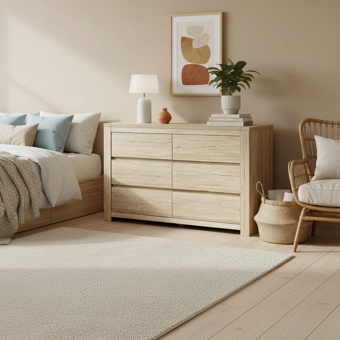 Borneo 6 Drawers Lowboy - Oak