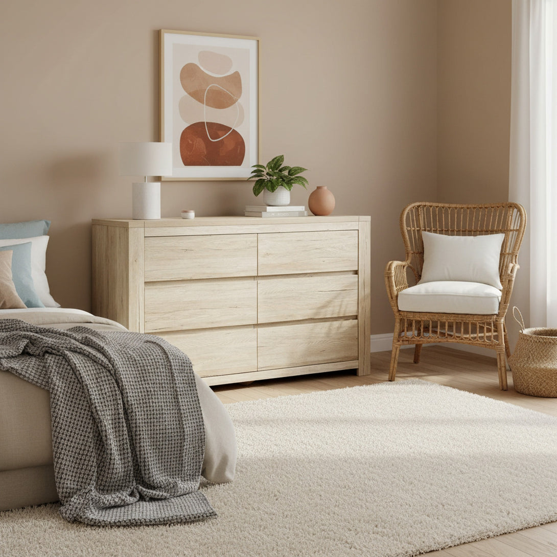 Borneo 6 Drawers Lowboy - Oak