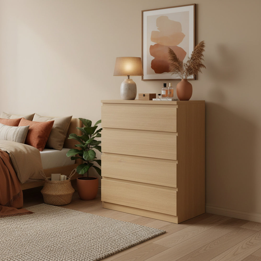 TONGASS 4 Drawer Tallboy - OAK