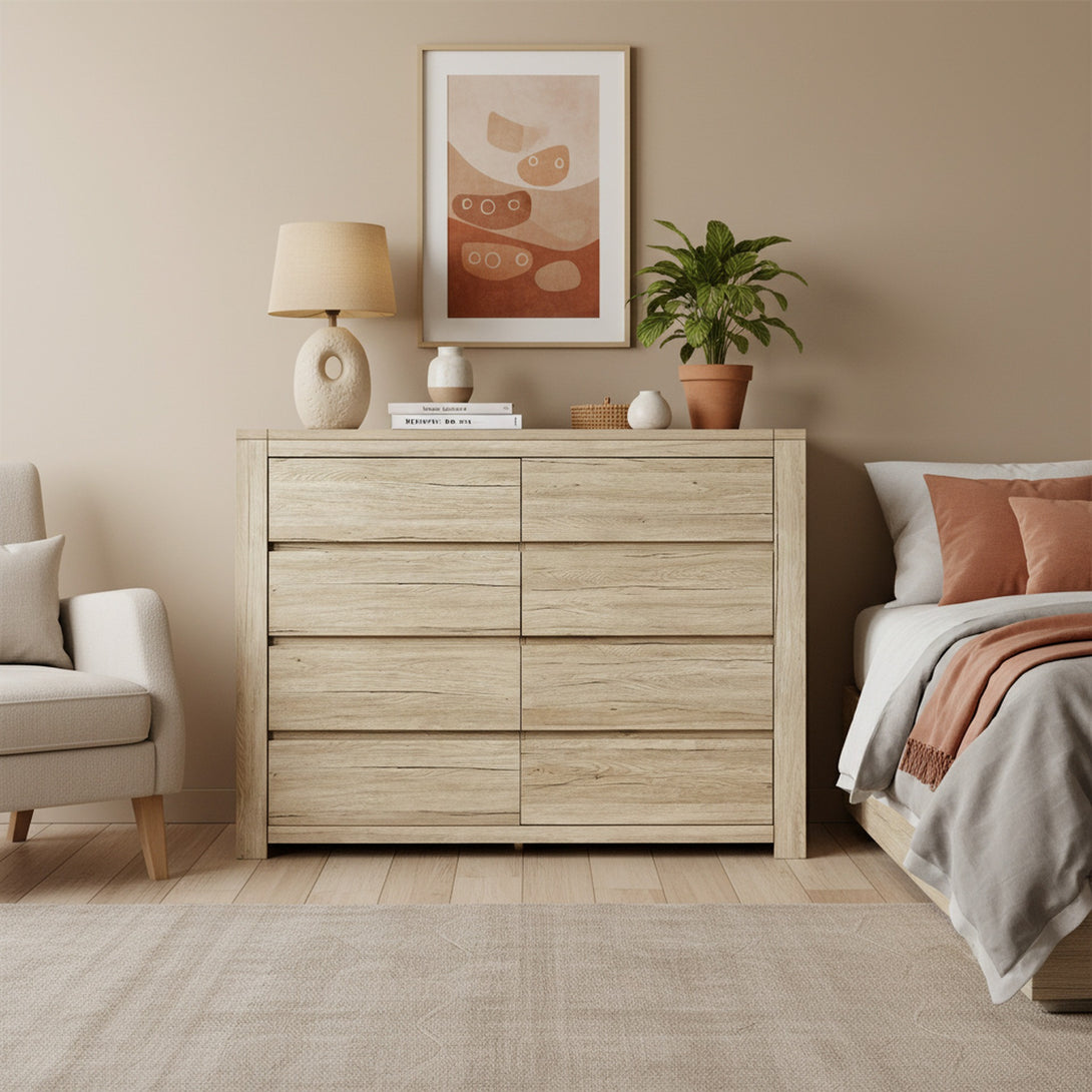 Borneo 8 Drawers Lowboy - Oak