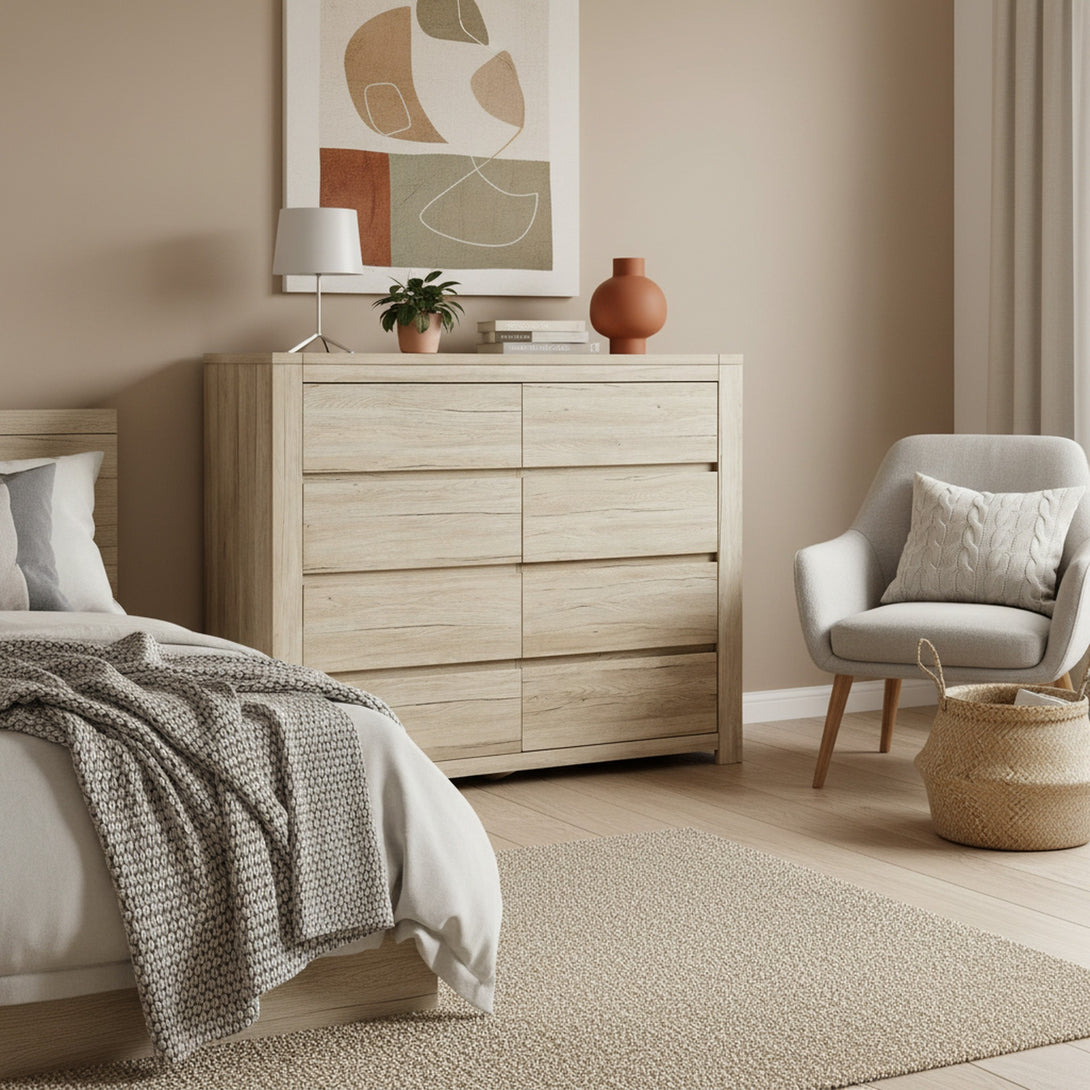 Borneo 8 Drawers Lowboy - Oak