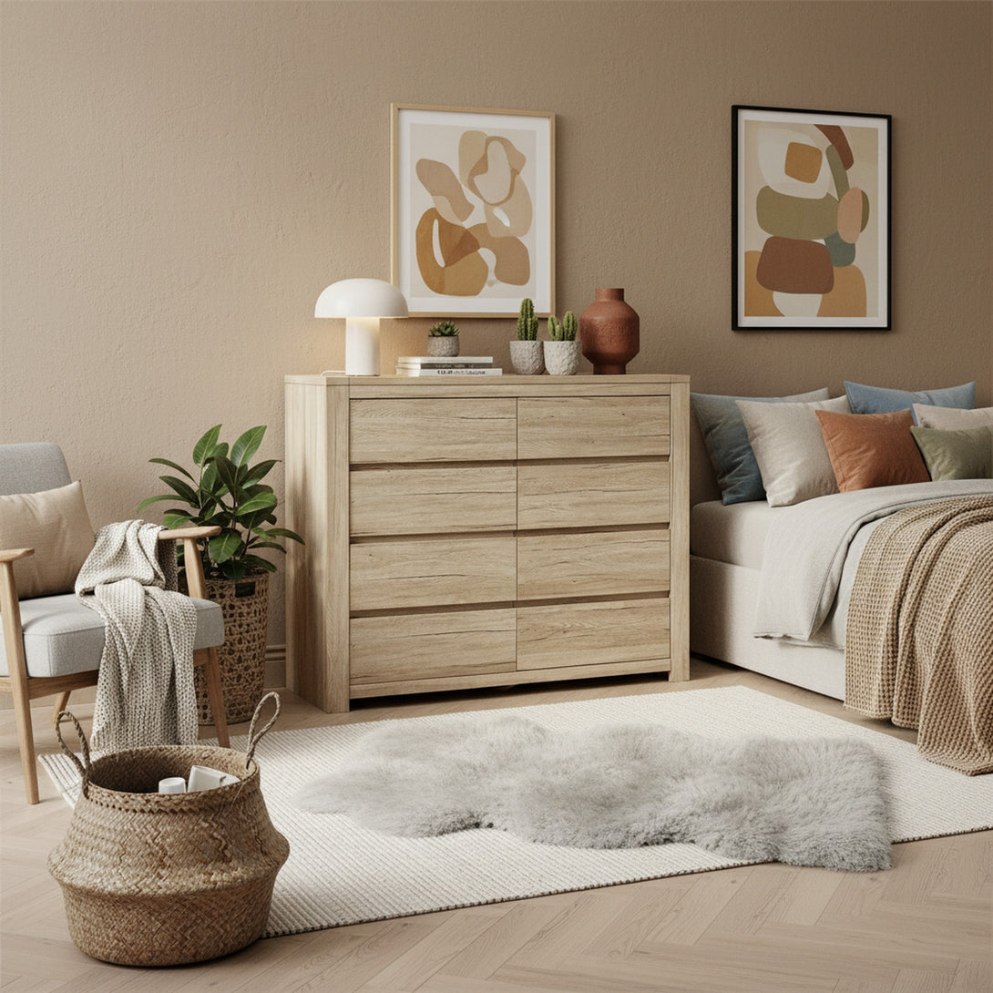 Borneo 8 Drawers Lowboy - Oak