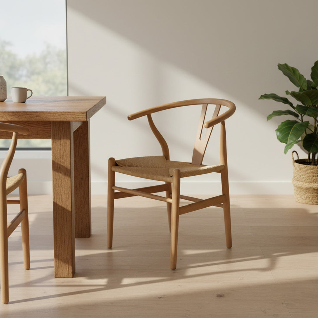Nathan Wishbone Replica Dining Chair – Set of 2 – Natural