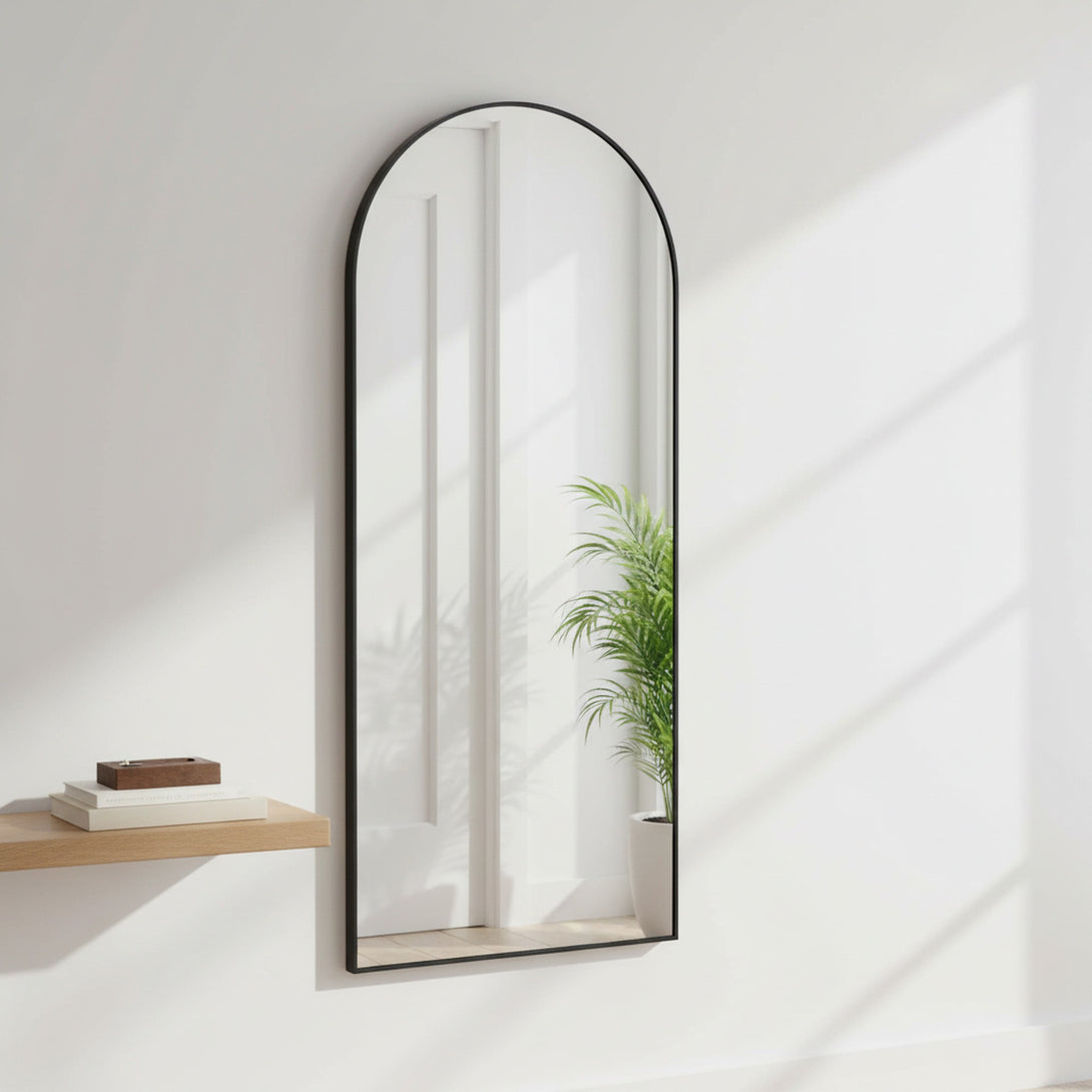 Alto Metal Arched Full Length Mirror - Black
