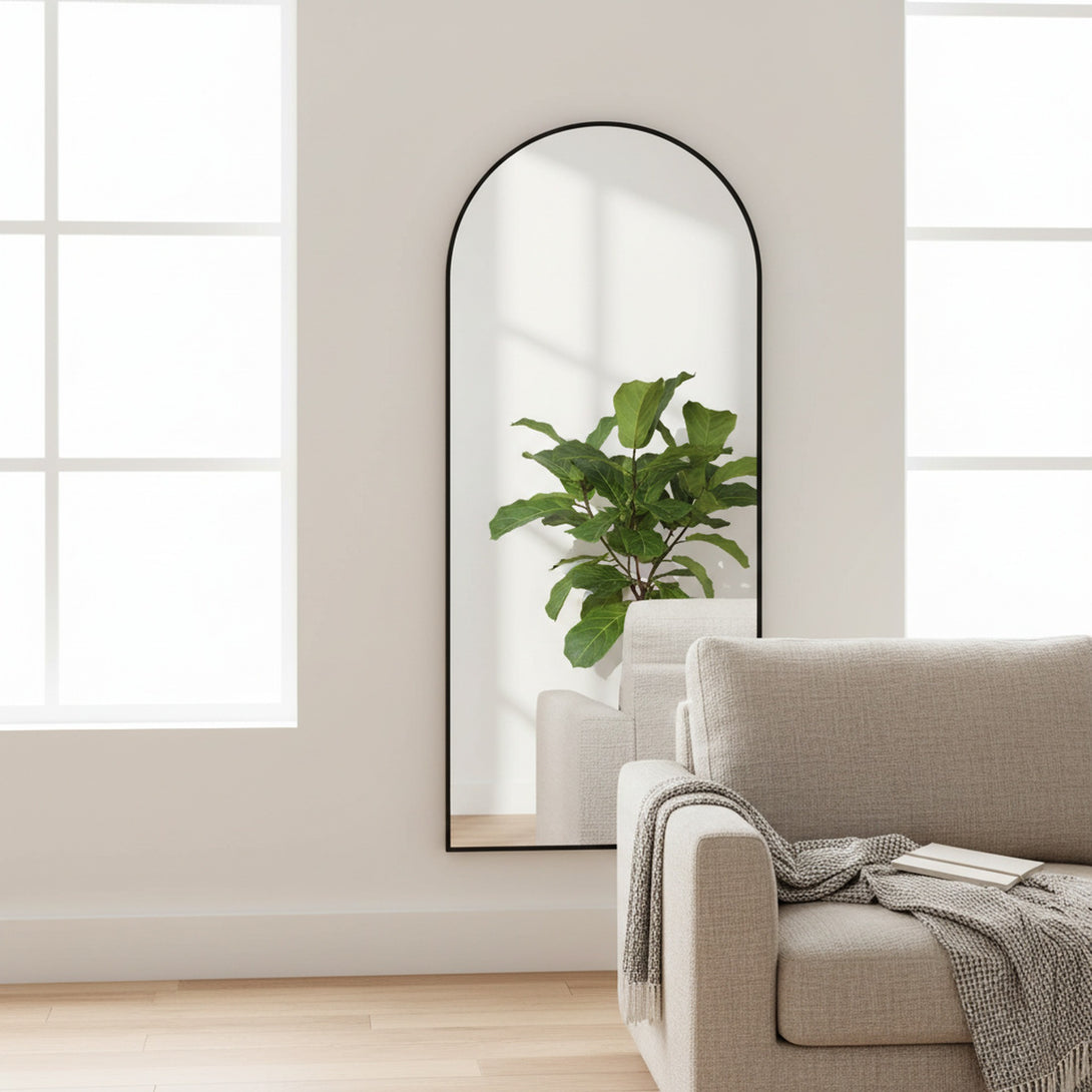 Alto Metal Arched Full Length Mirror - Black