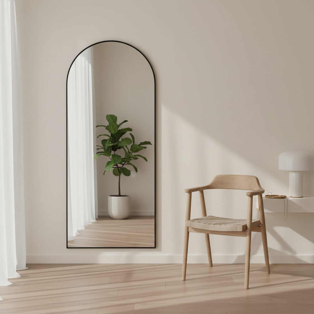 Alto Metal Arched Full Length Mirror - Black