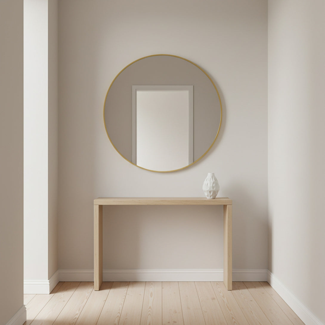 Aura Round Metal Framed Wall Mirror 80cm - Gold