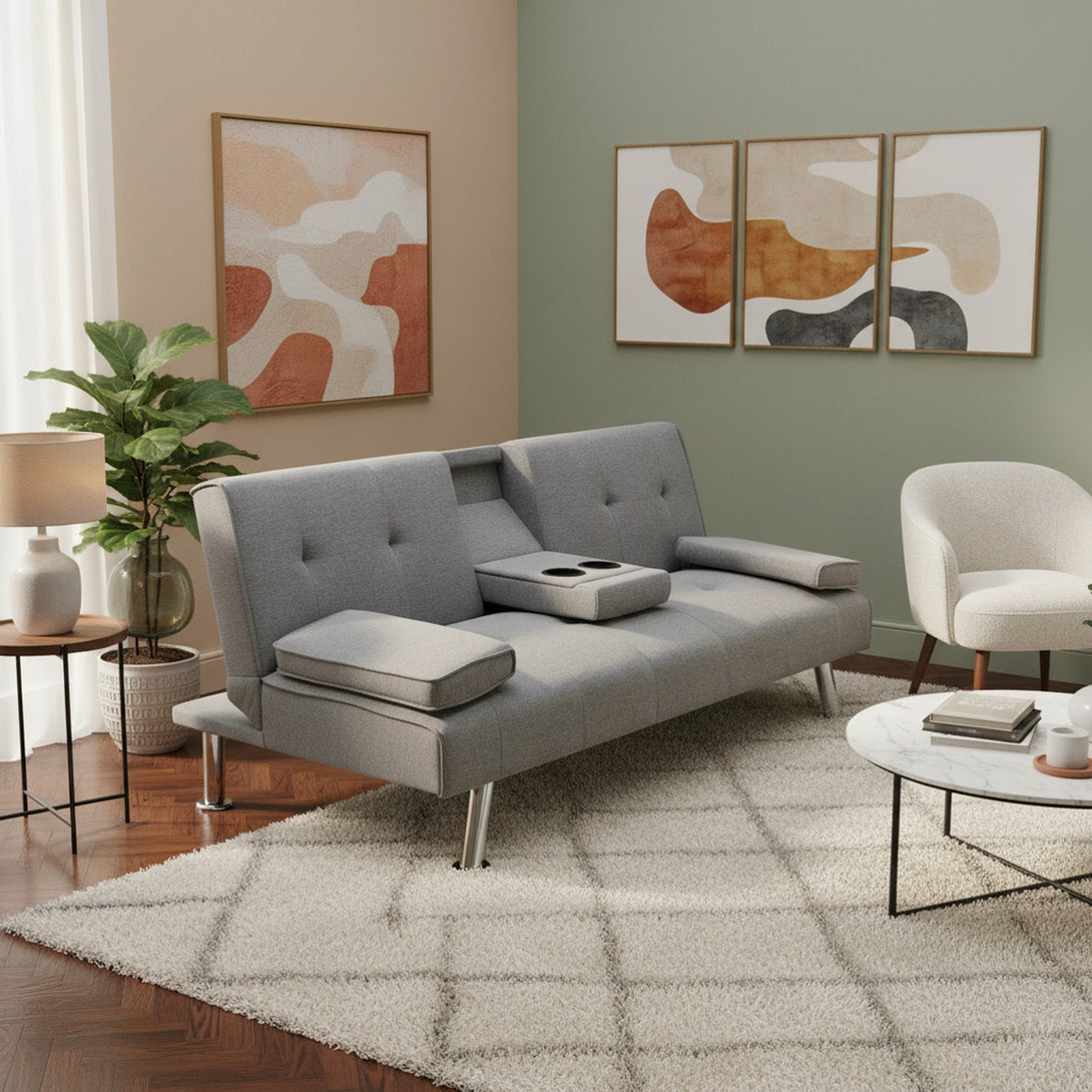 Arleth 3 Seater Sofa Bed - Light Grey