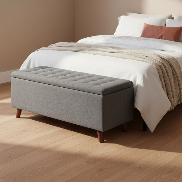Levi Storage Ottoman Bench - Dark Grey