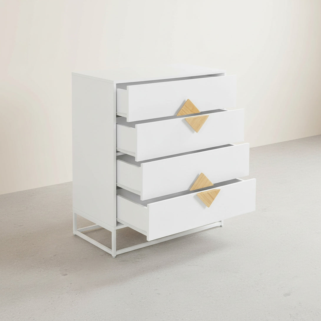 Alaska Wooden Tallboy 4 Drawers - White