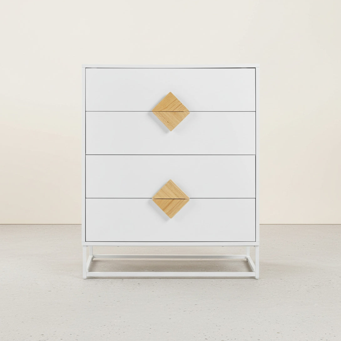 Alaska Wooden Tallboy 4 Drawers - White