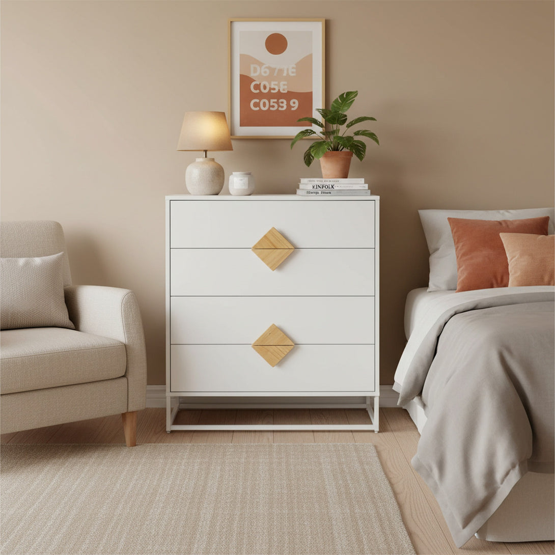 Alaska Wooden Tallboy 4 Drawers - White