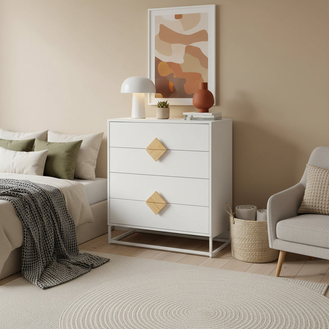 Alaska Wooden Tallboy 4 Drawers - White