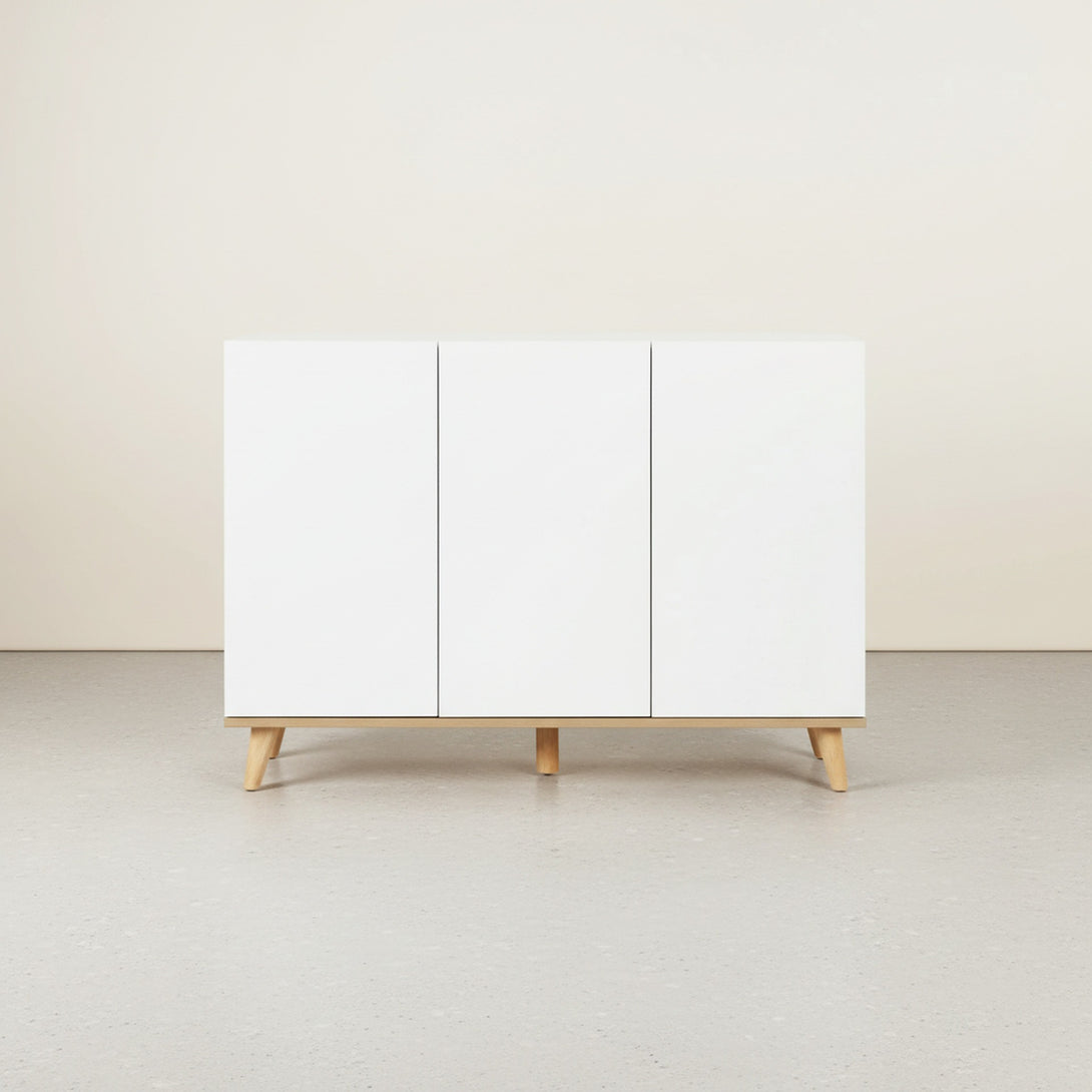 Hudson 3 Door Shoe Cabinet Storage Rack - White