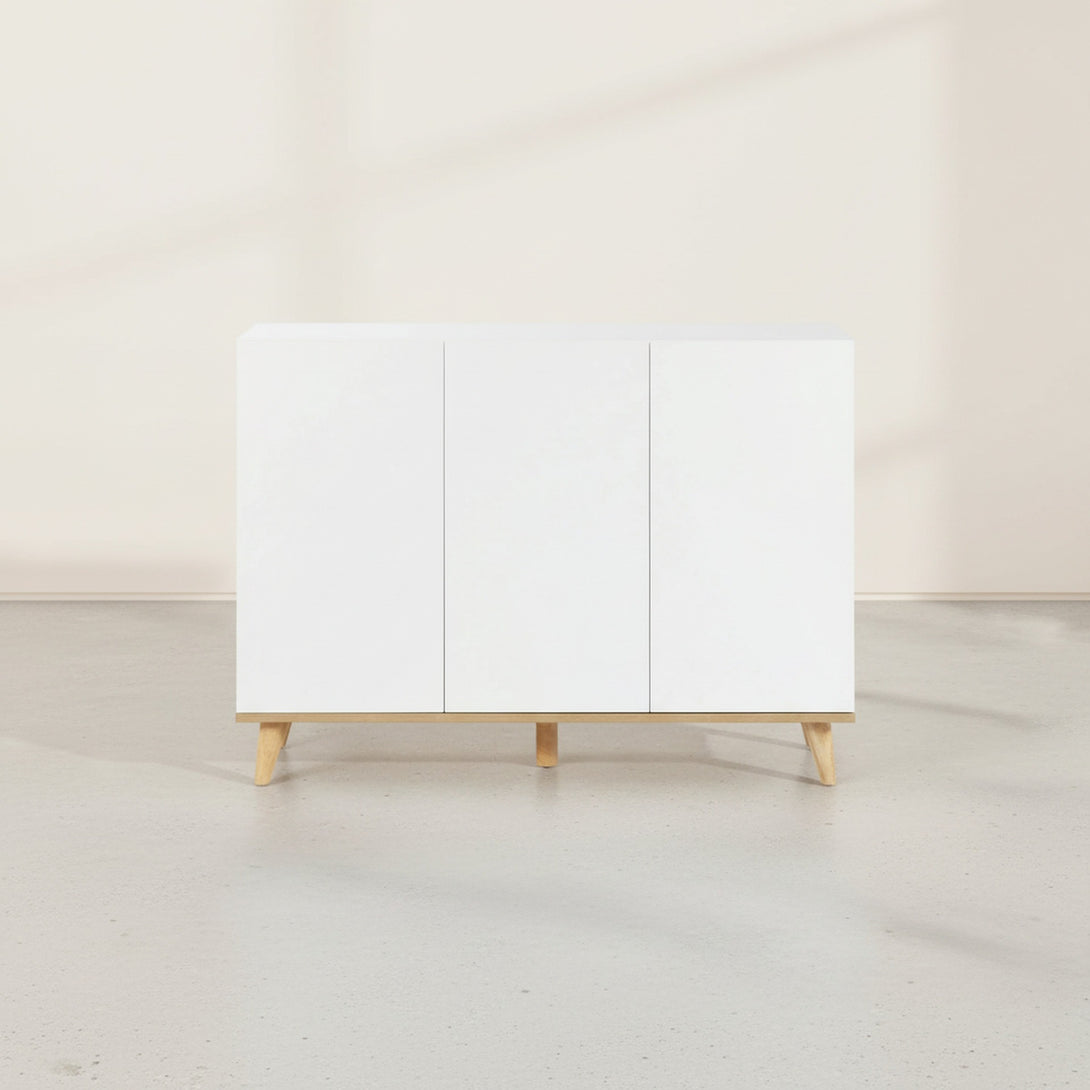 Hudson 3 Door Shoe Cabinet Storage Rack - White