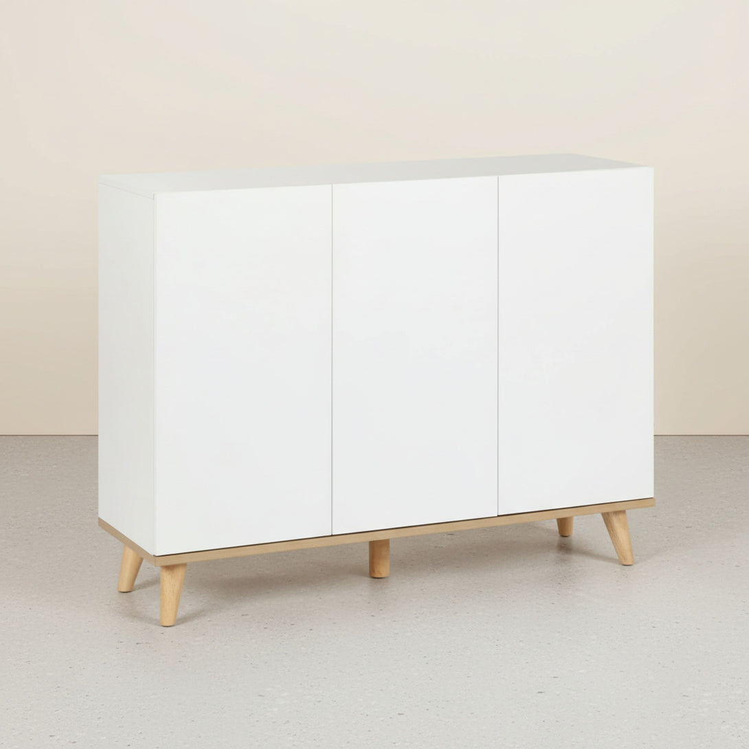 Hudson 3 Door Shoe Cabinet Storage Rack - White