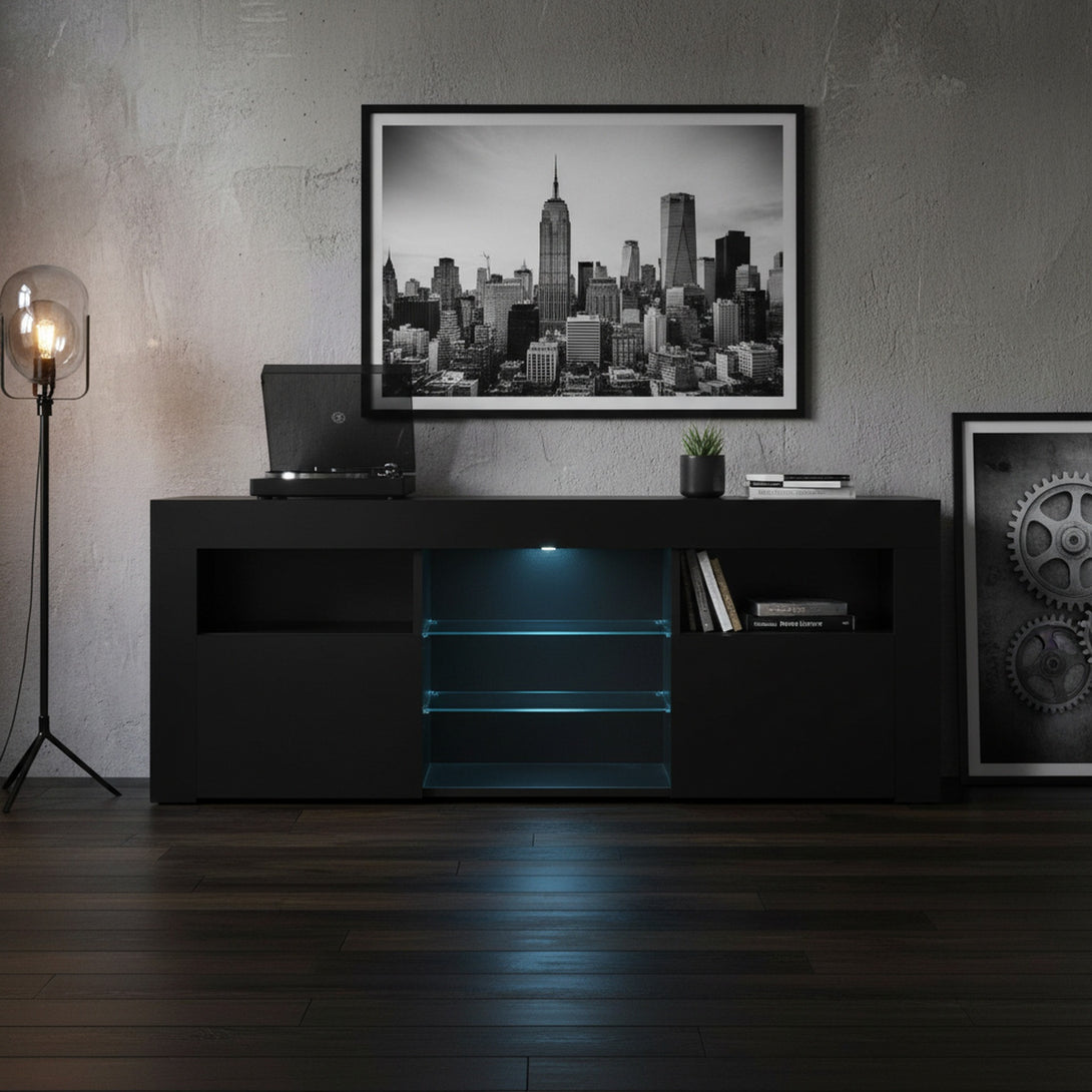 Atka 1.45m LED Entertainment Unit - Black