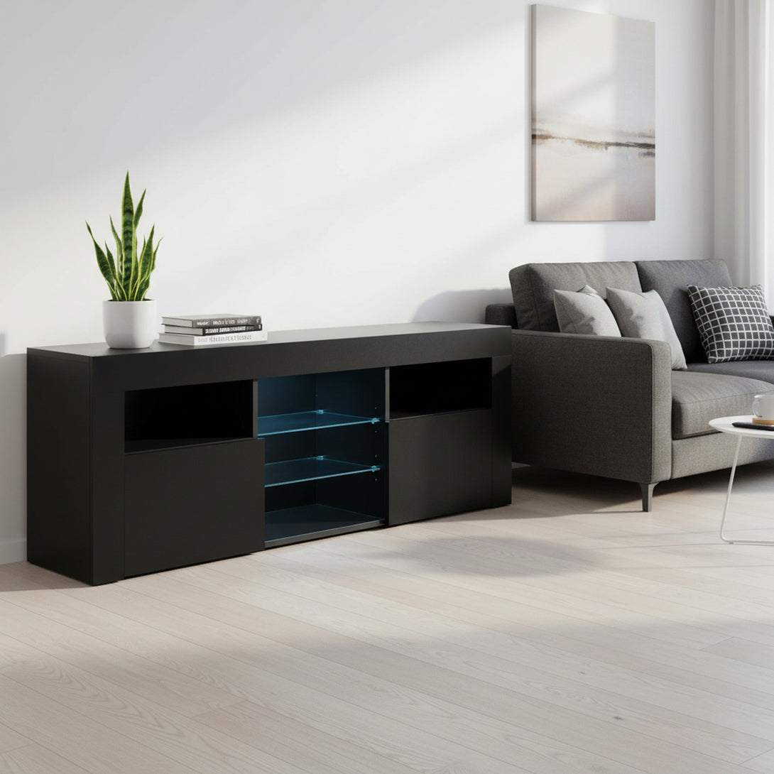 Atka 1.45m LED Entertainment Unit - Black