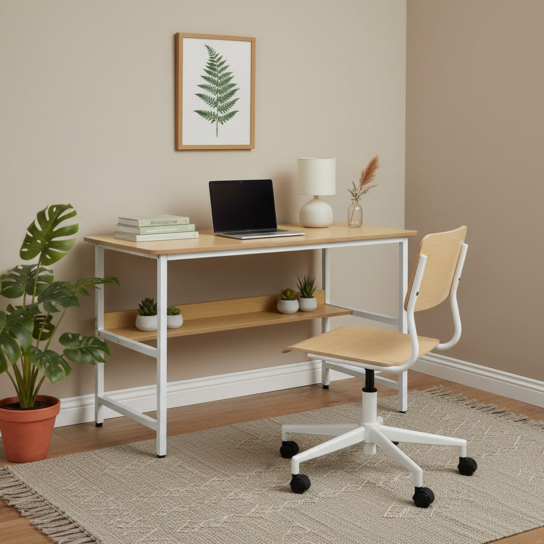 Carter 120cm Computer Desk - Maple + White