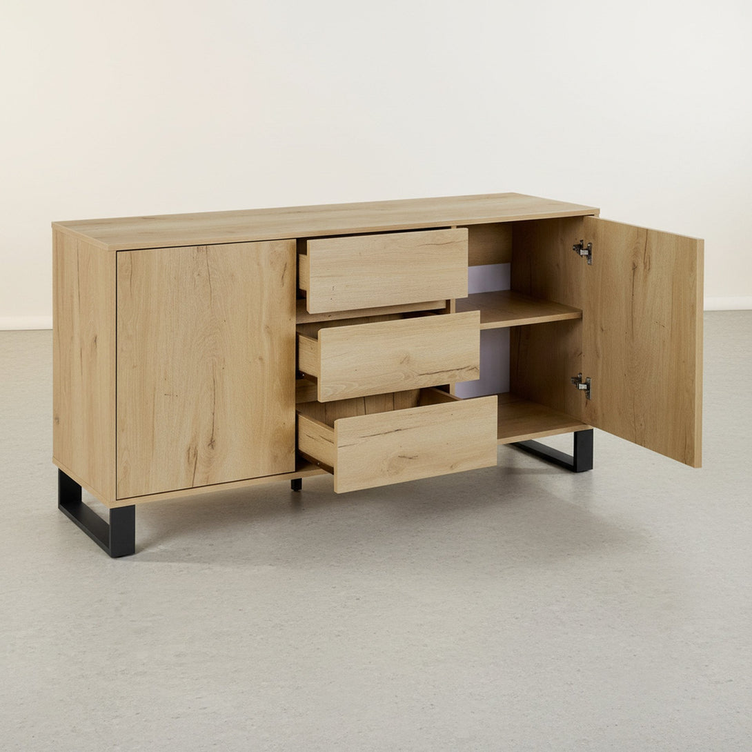 Frohna Sideboard Buffet Table with 3 Drawers - Oak