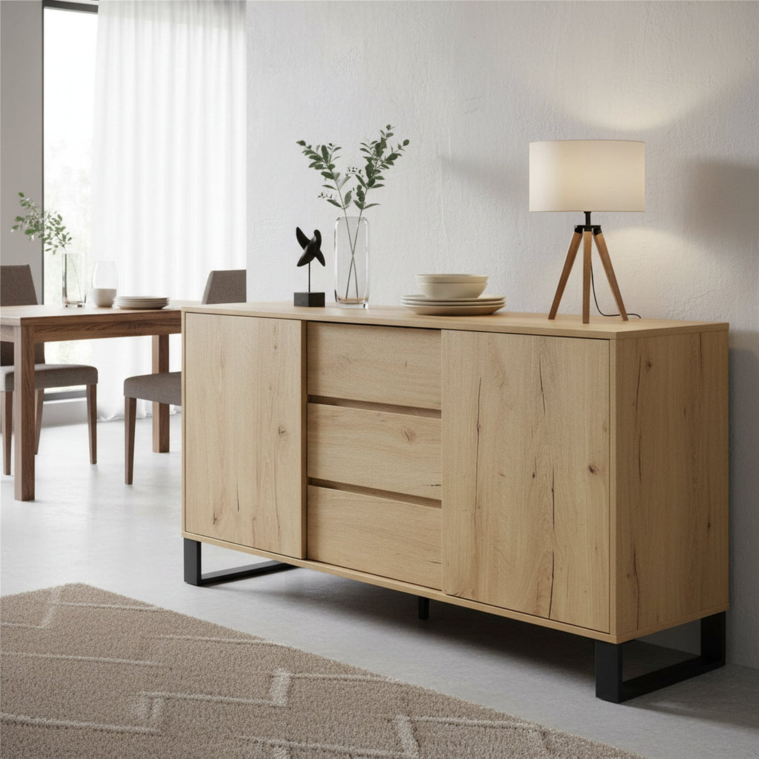 Frohna Sideboard Buffet Table with 3 Drawers - Oak
