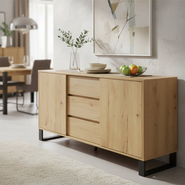 Frohna Sideboard Buffet Table with 3 Drawers - Oak