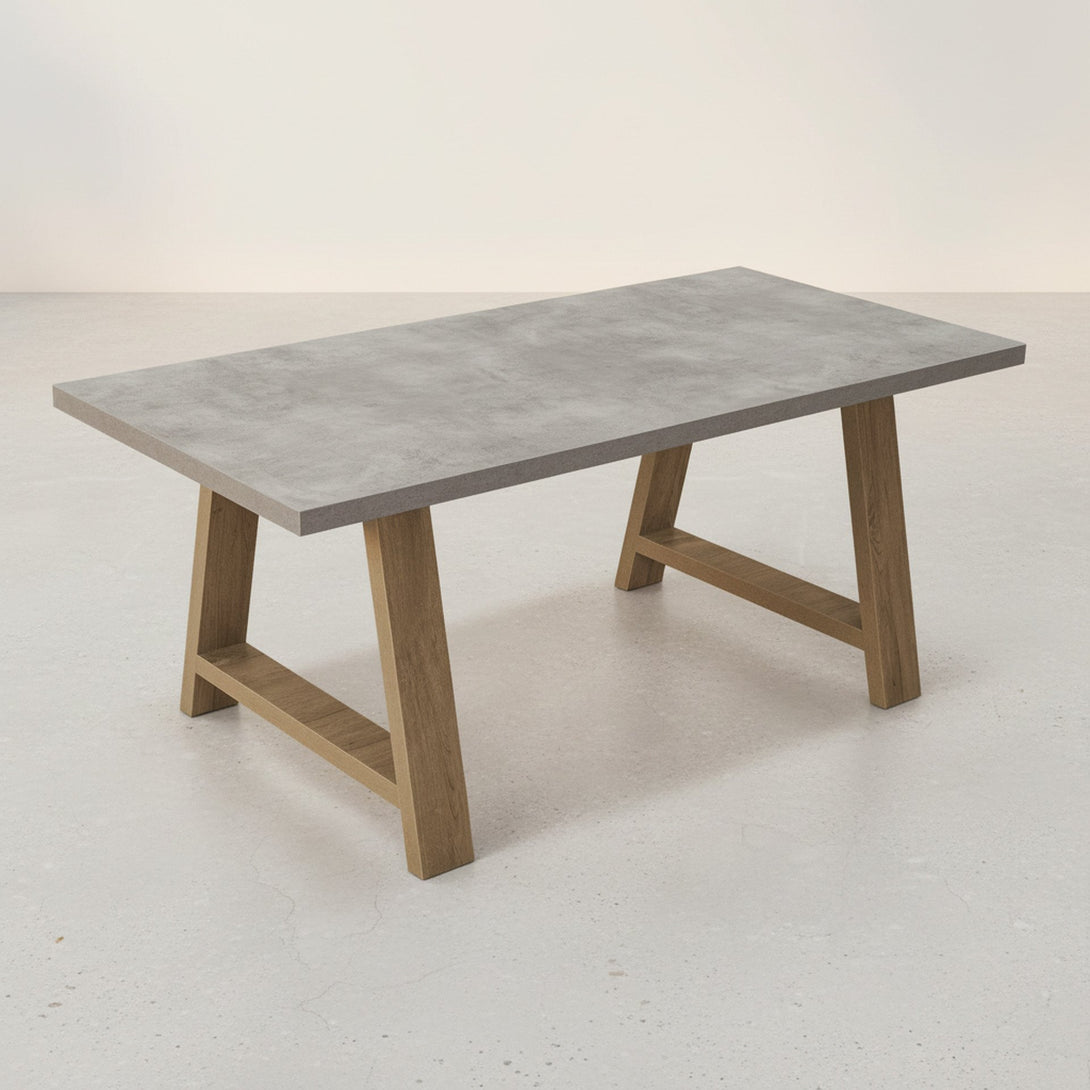 Tommie 1.8M Rectangular Dining Table - Cement + Oak