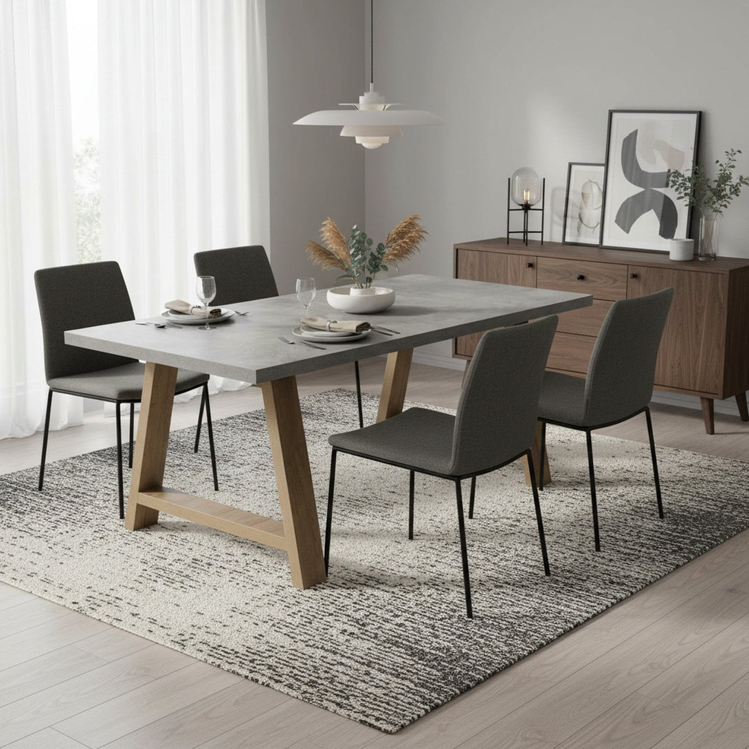 Tommie 1.8M Rectangular Dining Table - Cement + Oak
