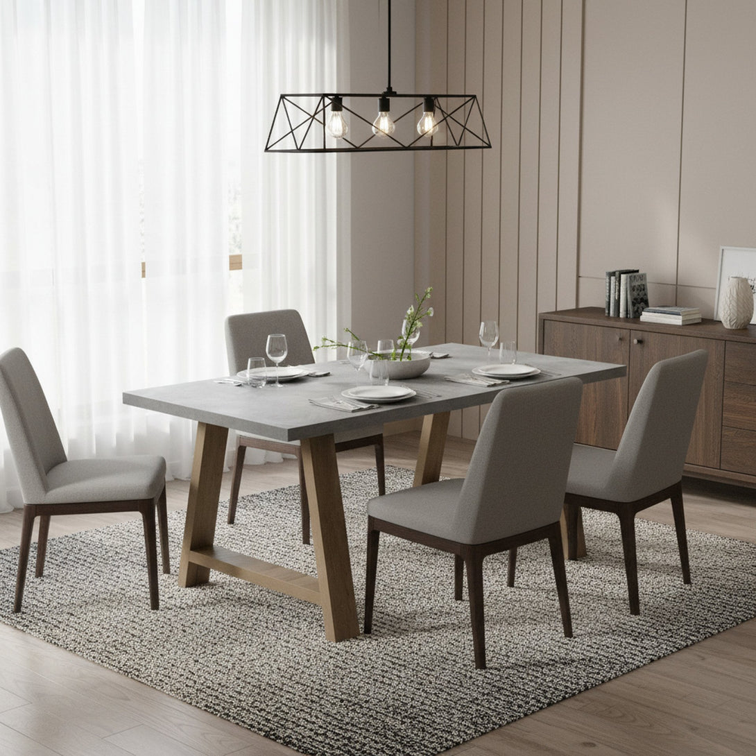 Tommie 1.8M Rectangular Dining Table - Cement + Oak