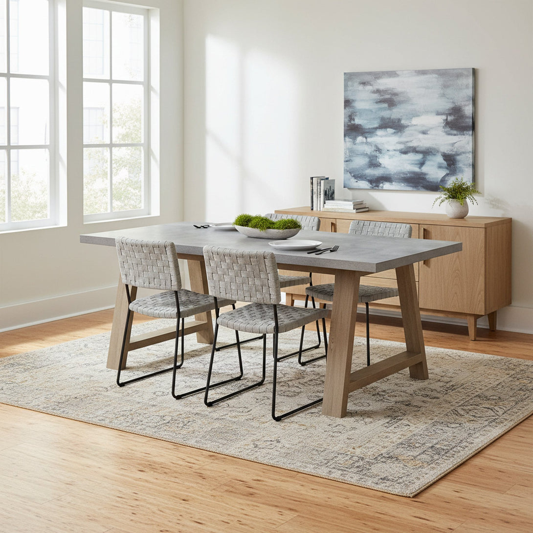 Tommie 1.8M Rectangular Dining Table - Cement + Oak