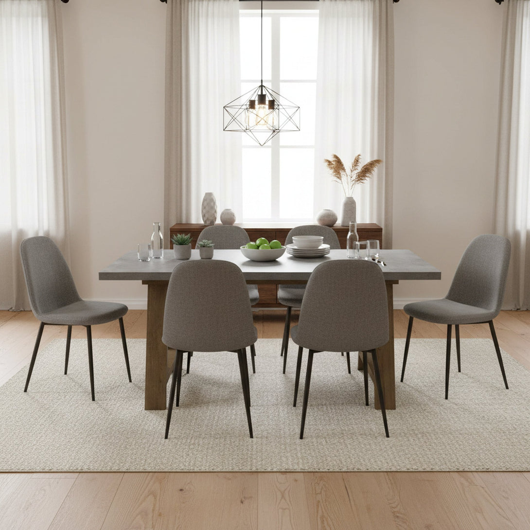 Tommie 1.8M Rectangular Dining Table - Cement + Oak