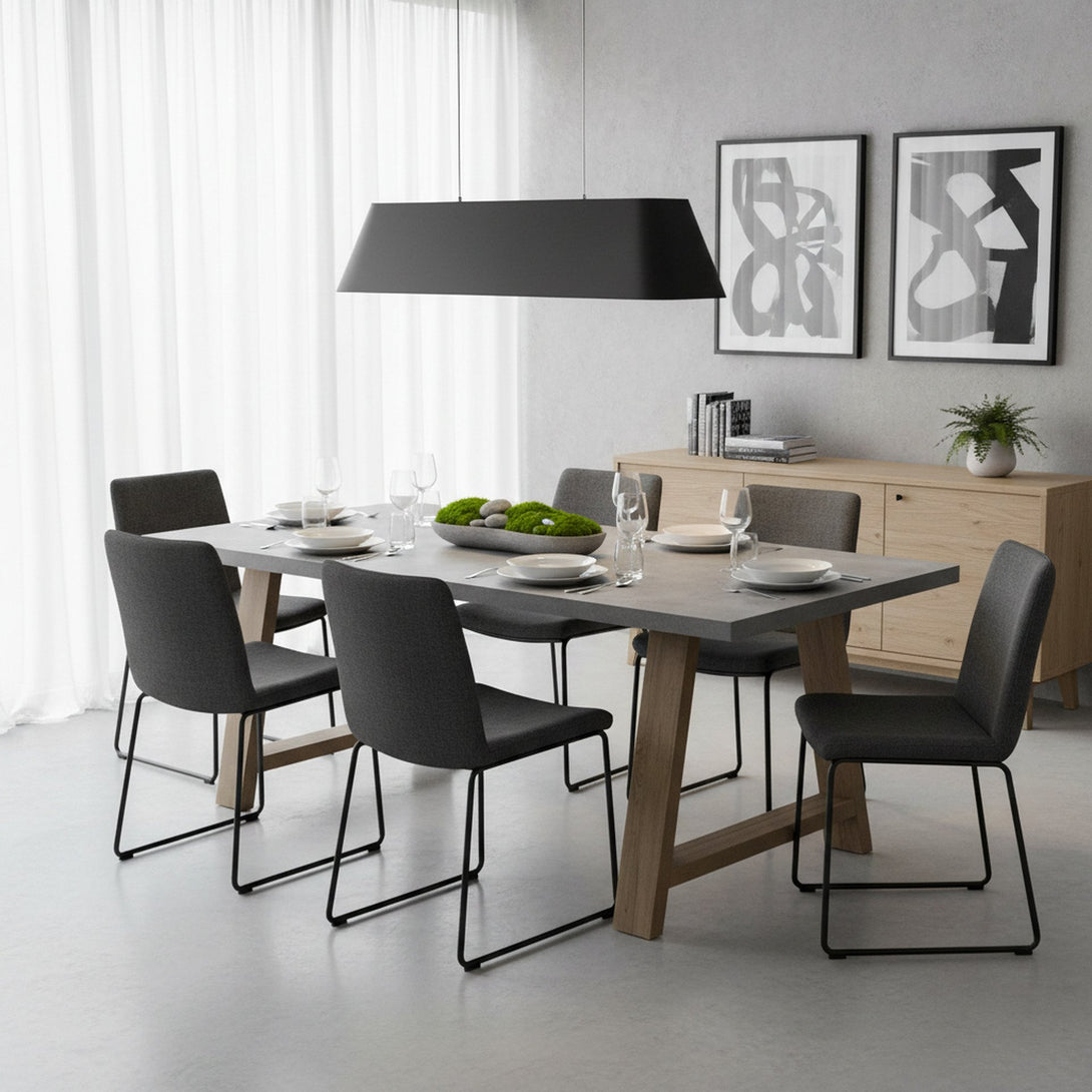 Tommie 1.8M Rectangular Dining Table - Cement + Oak