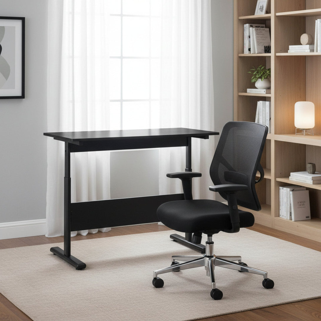 Hector 100cm Height-Adjustable Computer Desk - Black
