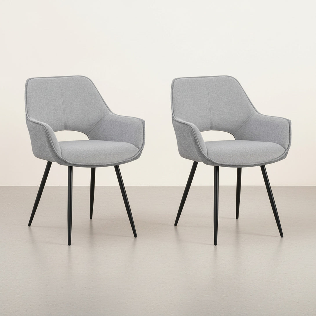 Griselda Velvet Dining Chair Armchair - Set of 2 - Grey