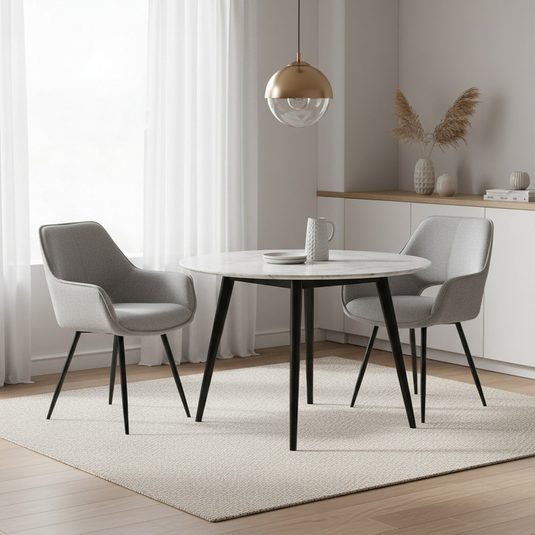 Griselda Velvet Dining Chair Armchair - Set of 2 - Grey