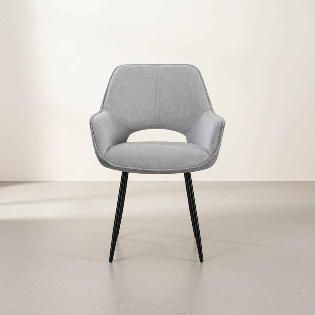 Griselda Velvet Dining Chair Armchair - Set of 2 - Grey