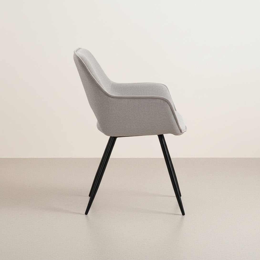 Griselda Velvet Dining Chair Armchair - Set of 2 - Grey