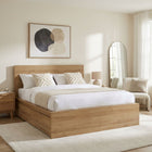 Harris King Bed Frame with Storage - Oak