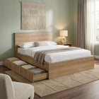 Harris Queen Bed Frame with Storage - Oak